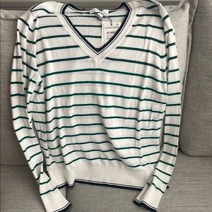 NWT Nordstrom Ivory, Navy and Green Elle Striped Sweater